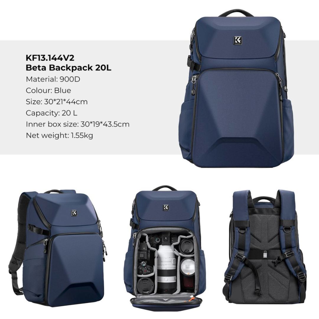 K&F Concept HardShell Camera Backpack 20L Waterproof Nature Wander 02 (Plavi) KF13.144V2 - 5